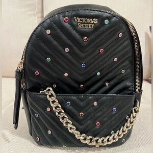 Victoria's Secret Black Backpack with Colorful Studs